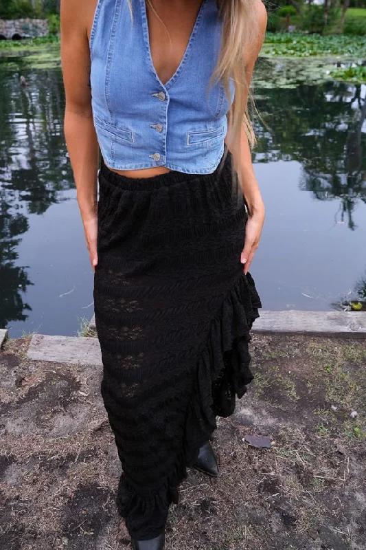 Baja Lace Maxi Skirt - Black