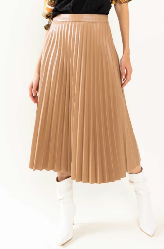 Sonya Vegan Leather Pleated Skirt