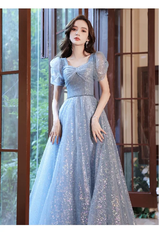 FashionSierra - French Style Banquet Dress Elegant Puff Sleeve Bow Prom Dresses