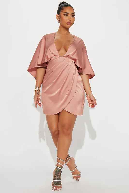 Anabelle Satin Mini Dress - Mauve