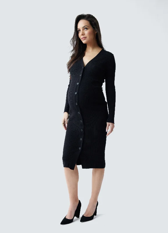 Button Down Sweater Maternity Dress