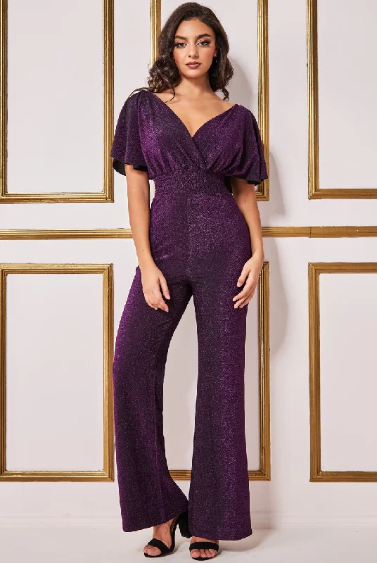 Goddiva Lurex Wrap Style Jumpsuit