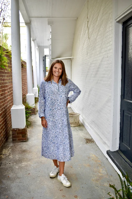 Darren Midi Dress Blue Medallion