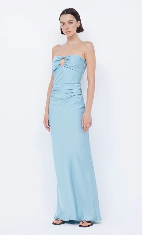 EMILIA STRAPLESS DRESS - DUCK EGG