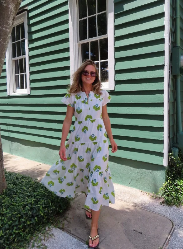 Folly Midi Dress Apple Green Floral