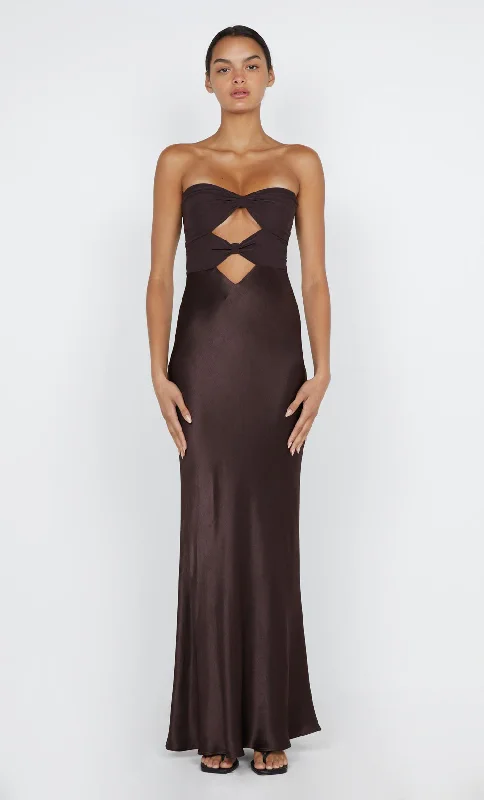 HALLE STRAPLESS DRESS - CHOCOLATE