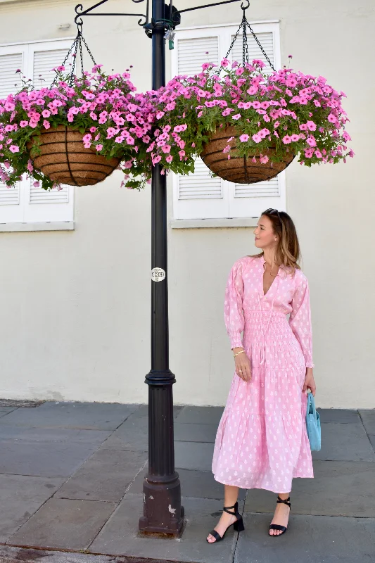 Jacqui Midi Dress Pink Lemonade Cotton Silk