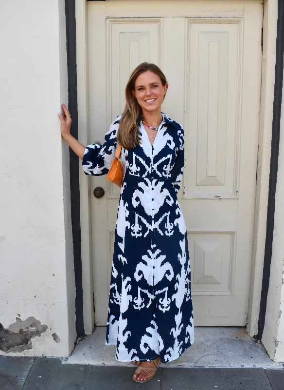 Kelly Maxi Dress Navy Ikat