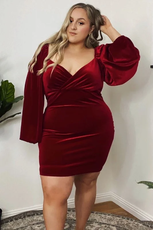 Lady Of The House Velvet Mini Dress - Red