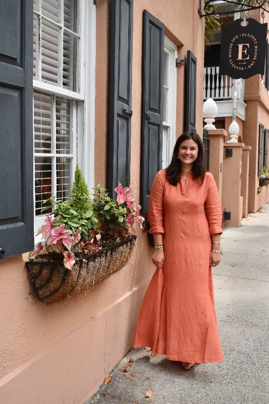 Mallory Maxi Dress Apricot Linen