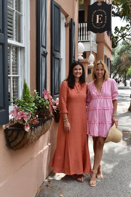 Mallory Maxi Dress Apricot Linen