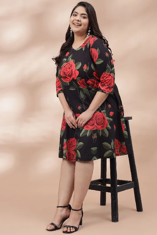 Midnight Roses Printed Dress