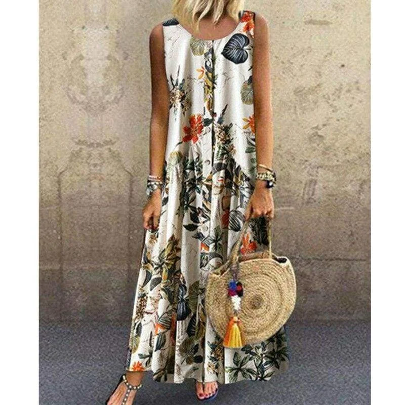 FashionSierra - New Women's Boho Sleeveless Summer Dress