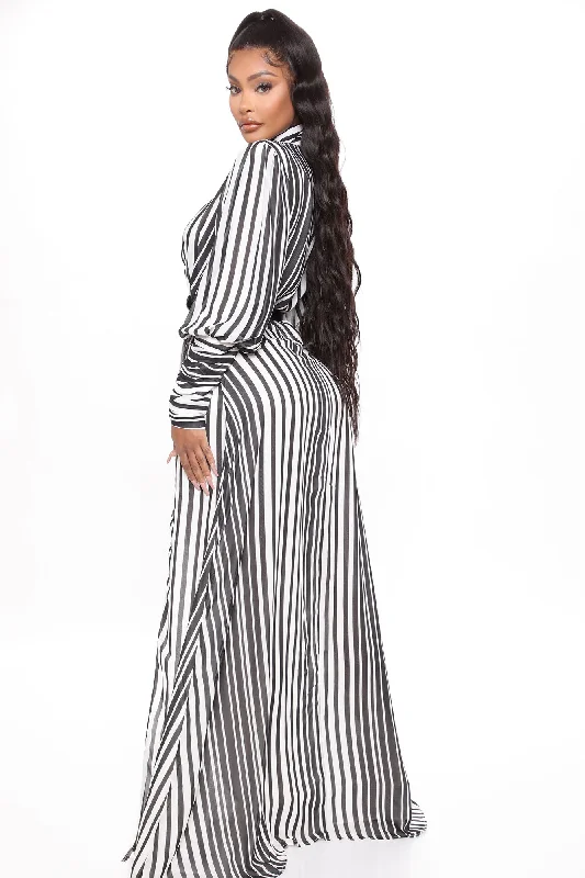 Nora Striped Maxi Dress - Black/White