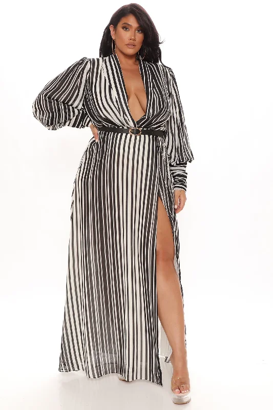 Nora Striped Maxi Dress - Black/White