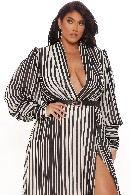 Nora Striped Maxi Dress - Black/White