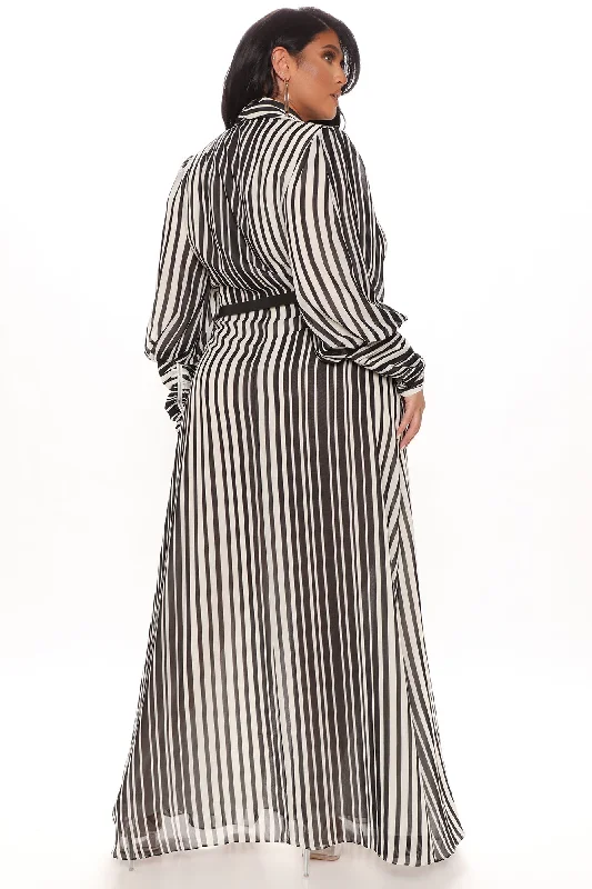 Nora Striped Maxi Dress - Black/White