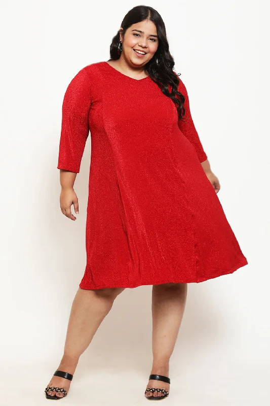 Plus Size Red Lurex Dress