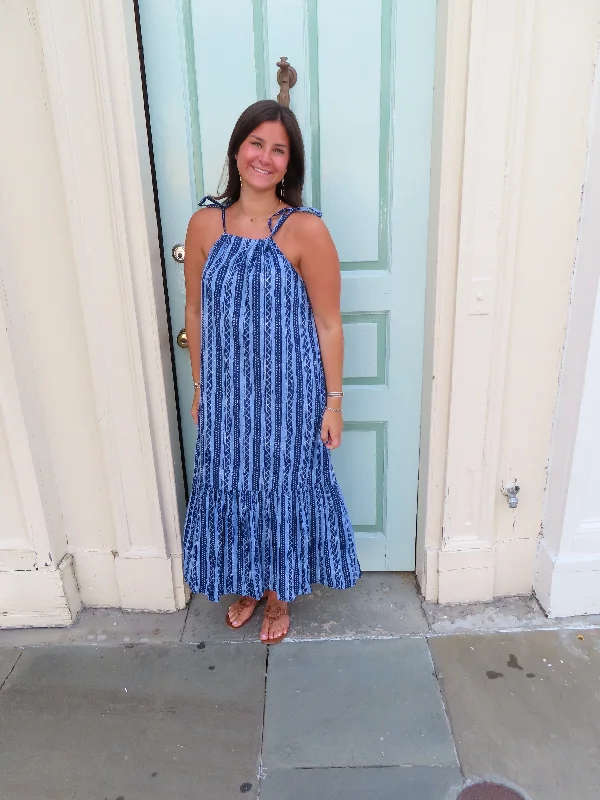 Rachel Midi Dress Blue Etched Final Sale