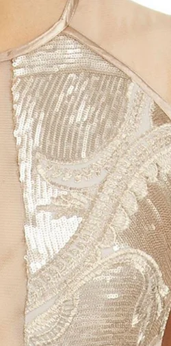 Sheer Champagne Sequin Gown