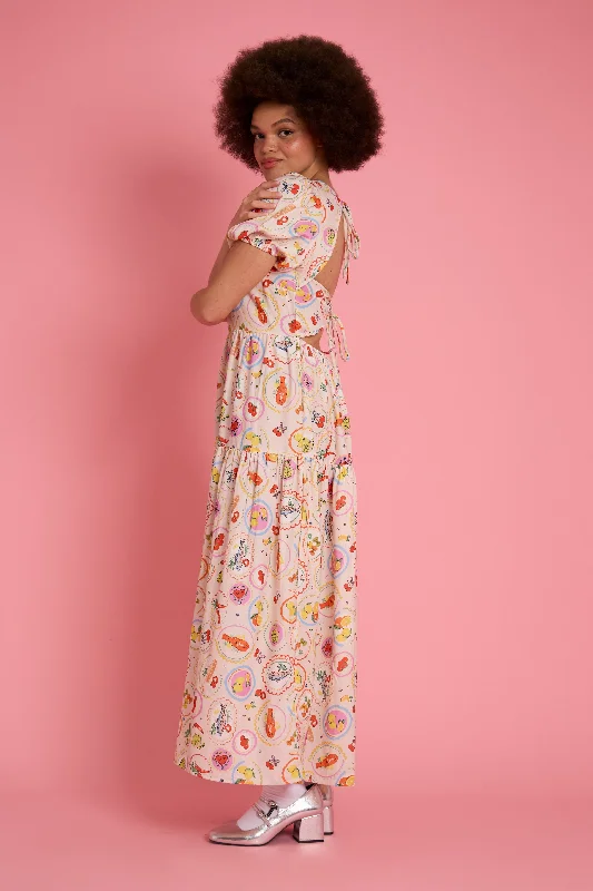 Alma Lunch Print Midaxi Dress - Curve