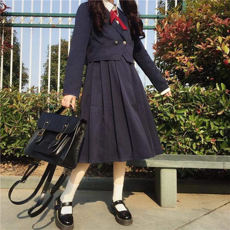 Harajuku Long Sleeved Pleated Dress