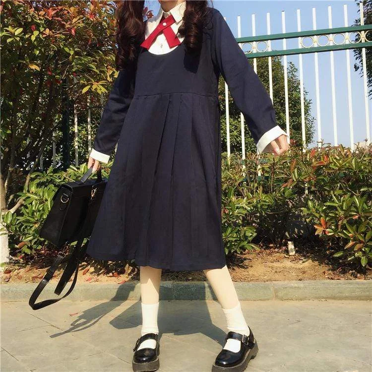 Harajuku Long Sleeved Pleated Dress