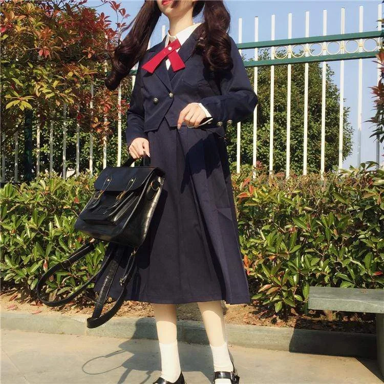 Harajuku Long Sleeved Pleated Dress