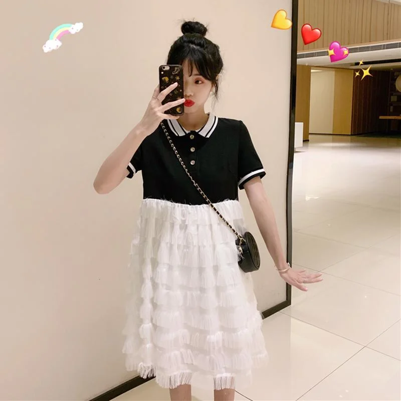 Kawaii Tassel False Two-piece Dress