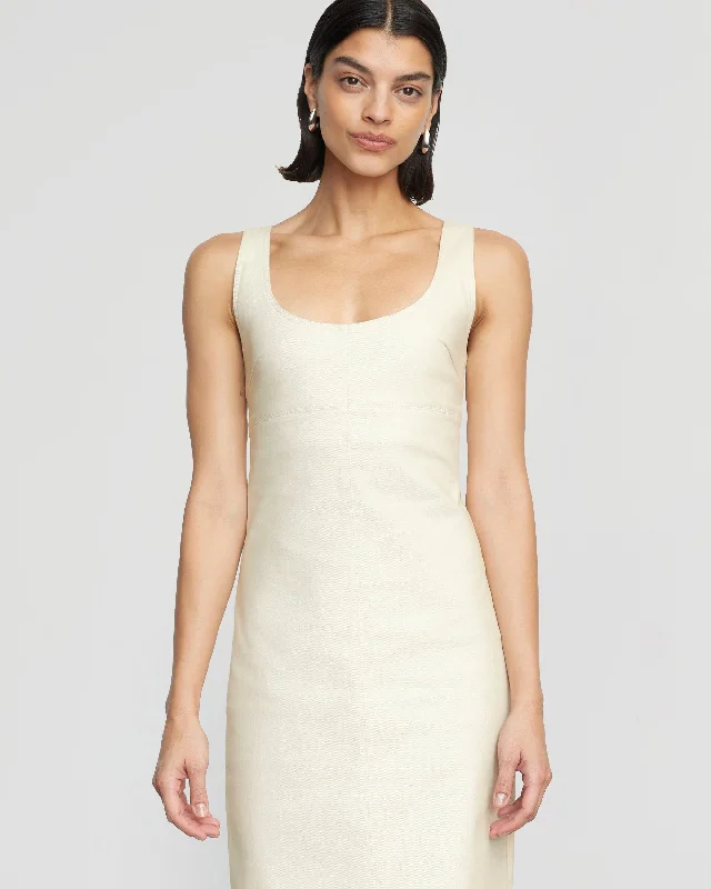 Mona Cotton Twill Scoop-Neck Dress