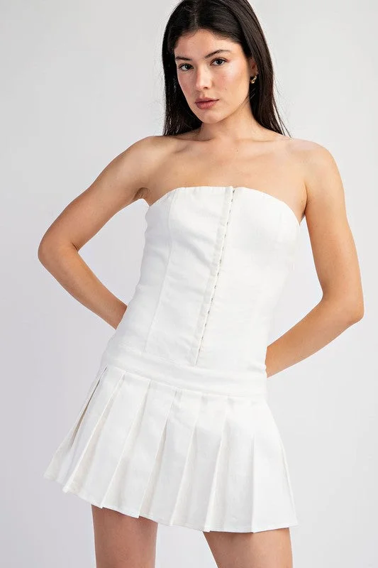 PLEATED OFF WHITE MINI