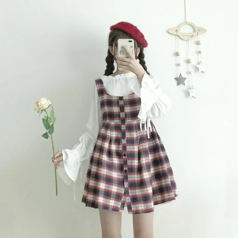 Women's A-line Plaid Dress