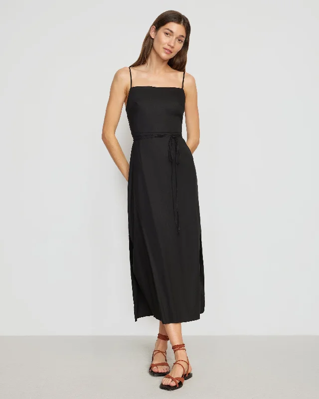 Yanelly Lace-Up Stretch Linen Dress